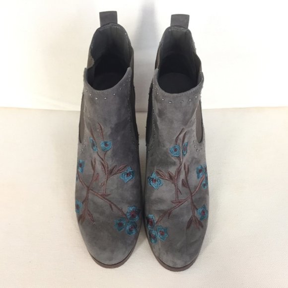 NIB Crown Vintage 7.5 Ankle Boots Embroidered gray - Picture 4 of 7